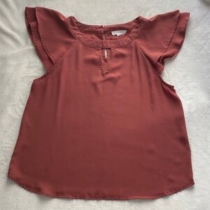 Flutter Sleeve Blouse - Rust